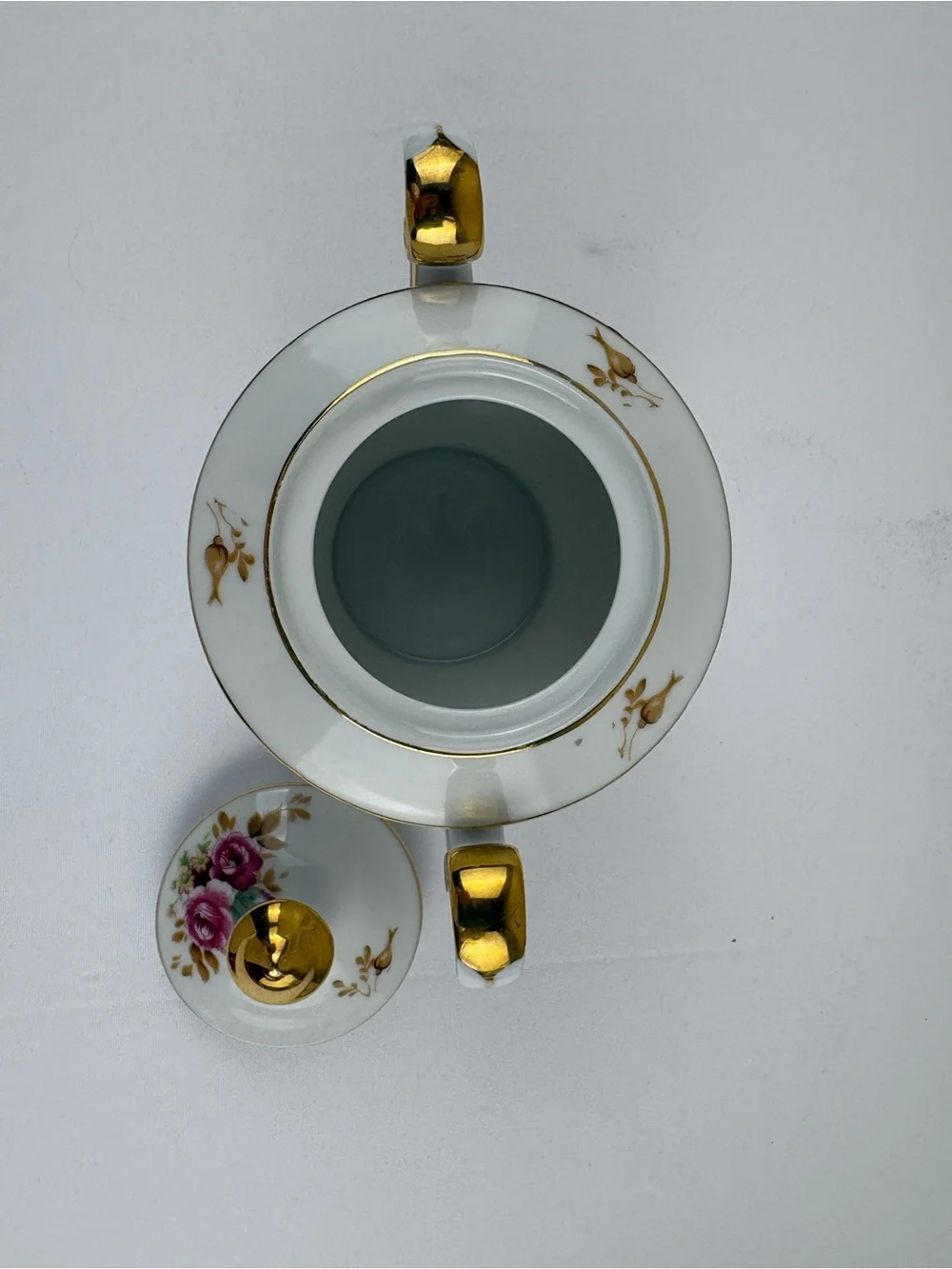 Vintage Saji “Moss Rose” Sugar Bowl with Lid, and Creamer Set